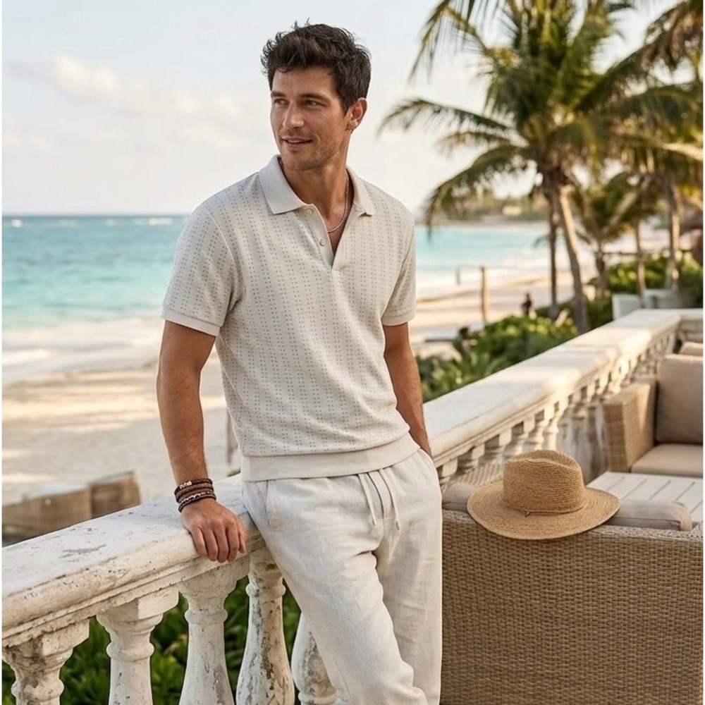 Zara Man Textured Knit Polo Shirt - Size Small (Excellent Condition)